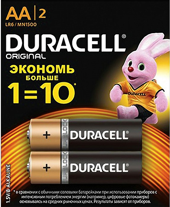 Батарейки пальчиковые Duracell АА/LR6 в блистере 2 шт. LR6BL2/12510/LR6 - Duracell - Батарейки, зарядные устройства, адаптеры - Купить