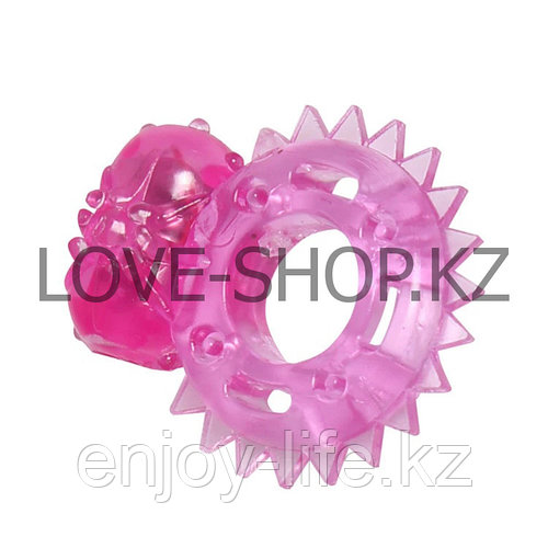 Эрекционное кольцо Luxe Vibro Бархатный молот + презерватив, розовое 06219 - Luxe - ВиброКольца - Купить