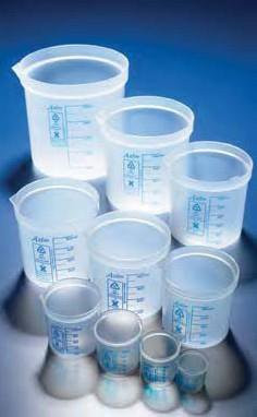 Набор из 5 стаканов полипропиленовых с синей печатной шкалой (10, 25, 50, 100, 250 мл) (РР) (Azlon) - фото 1 - id-p4770877