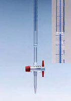 Бюретка с краном из PTFE с полосой Шеллбаха, 25 мл, цен.дел.0,1, класс AS с 30' временем ожидания (Pyrex)