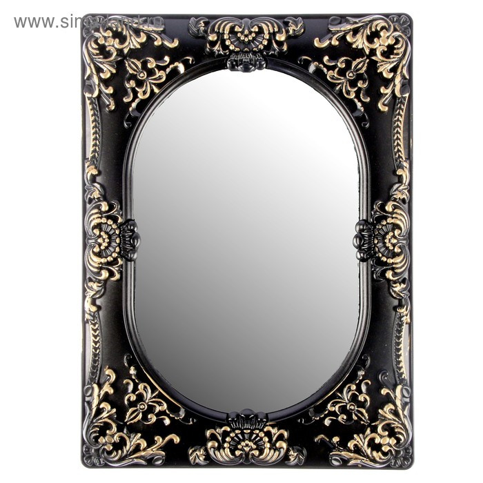 Зеркало настенное, овал с прямоугольными краями, чёрное золото, под металл 40 × 30 см