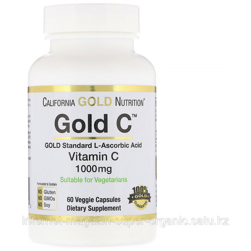 Витамин С, 1000 мг, 60 капсул, (L-Ascorbic Acid), California Gold Nutrition