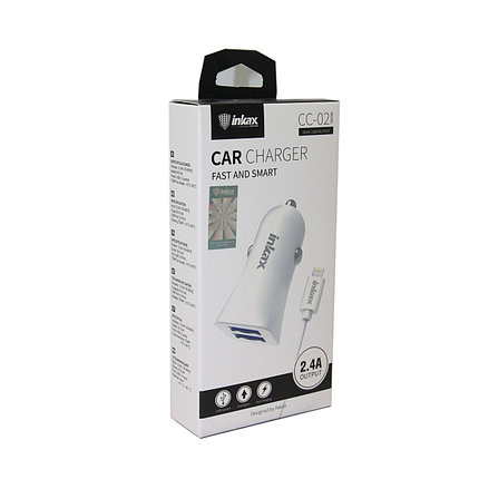 Автомобильное зарядное устройство INKAX CC-02 iPhone Lightning USB 2.4A, фото 2