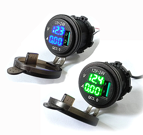 USB зарядное устройство QC3.0 быстрая зарядка с вольтметром и амперметром