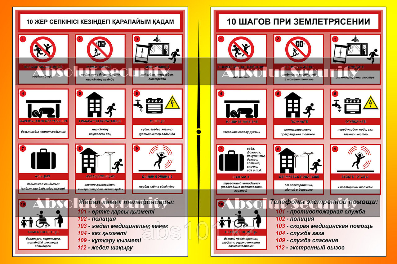 Информационный стенд "10 шагов при землетрясении" - фото 1 - id-p63601984