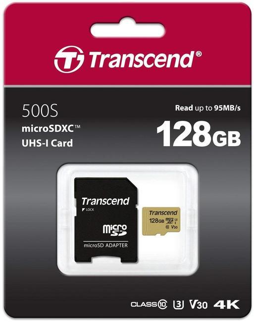 Карта памяти MicroSD 128GB Class 10 U3 Transcend TS128GUSD500S