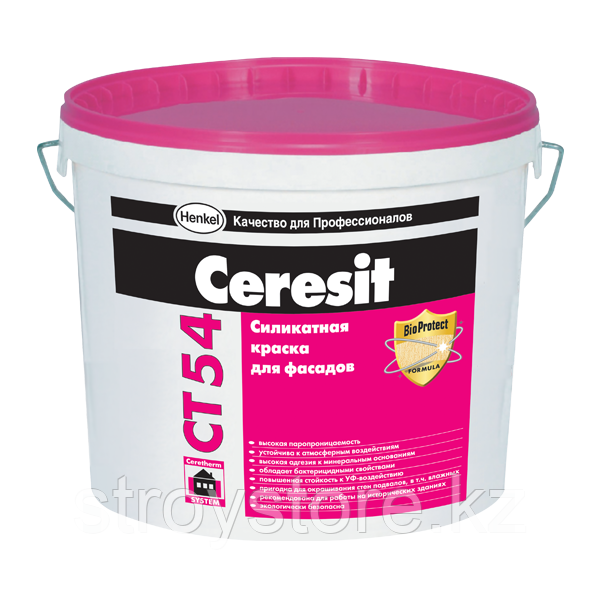 Силикатная краска для фасадов Ceresit CT 54, 22,5 кг