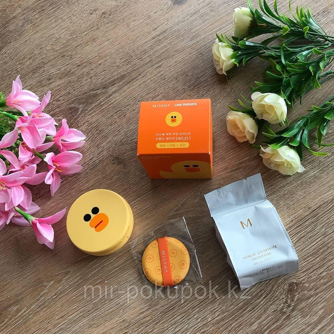 Тональная маскирующая основа-кушон Уточка Missha X Line Friends Magic Cushion Moisture SPF50+/РА+++
