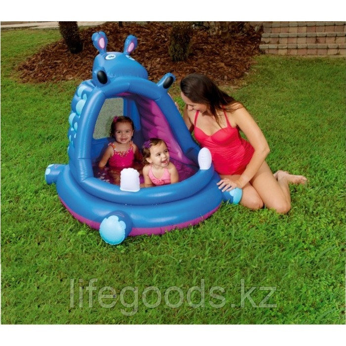 Детский надувной бассейн с навесом "Бегемотик" 112х99х97 см, Bestway 52218 - фото 2 - id-p63613501