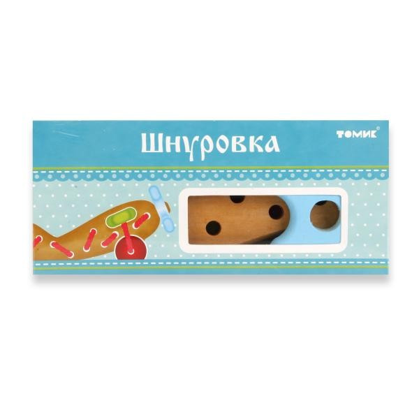 Томик Деревянная игрушка "Шнуровка" - Самолет, 7 деталей
