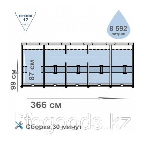 Каркасный бассейн 366х99 см с фильтр-насосом и лестницей, Intex 26716 - фото 6 - id-p63632933