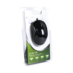 Мышь, Delux, DLM-135OUB, Оптическая, USB, 1000 dpi, Длина провода 1,6м, Чёрный, фото 2