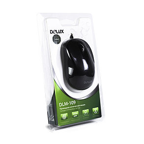 Мышь, Delux, DLM-109OUB, Оптическая, USB, 1000 dpi, Длина кабеля 1,6м, Чёрный, фото 2