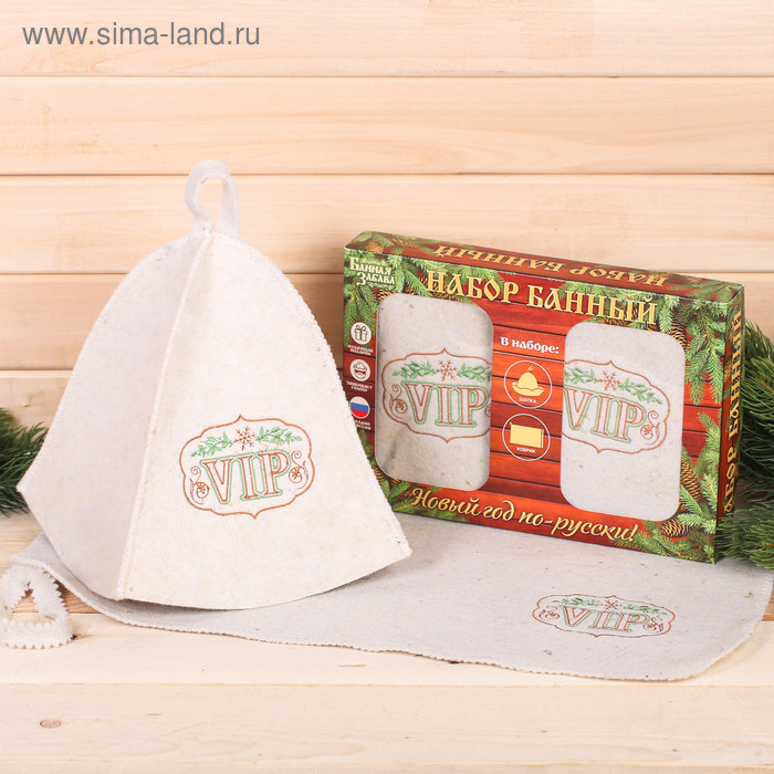 Набор банный: шапка и коврик "Новый год по-русски"