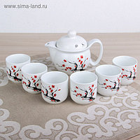 Набор для чайной церемонии "Сакура", 7 предметов: чайник 400 мл, 6 чашек 6х6 см 100 мл