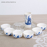 Набор для чайной церемонии "Журавли", 7 предметов: чайник, чашка d=6 см