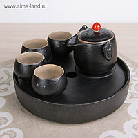 Набор для чайной церемонии "Ночь", 6 предметов: чайник, 4 чашки d=6 см, подставка