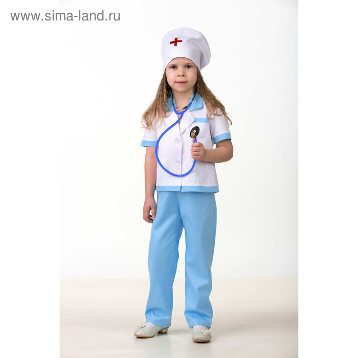 Карнавальный костюм «Медсестра-2», (блуза, брюки, шапочка, фонендоскоп), размер 26, рост 104 см