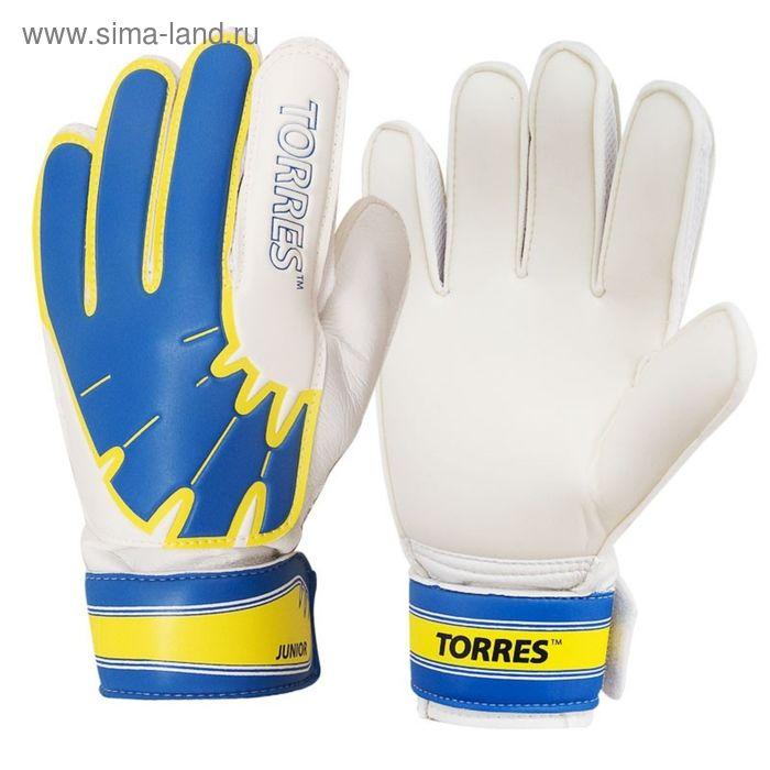 Перчатки вратарские TORRES Jr, размер 7, цвет бело-голубо-жёлтый