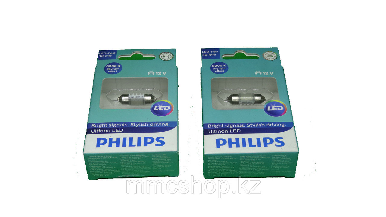 Лампа автомобильная светодиодная LED 30мм для салонного освещения PHILIPS 11860ULWX1
