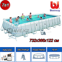 Прямоугольный каркасный бассейн, Power Steel Rectangular, Bestway 56475, размер 732 х 366 х 132 см 56475 Прямоугольный каркасный бассейн, Power Steel Rectangular, Bestway 56475, размер 732 х 366 х 132 см