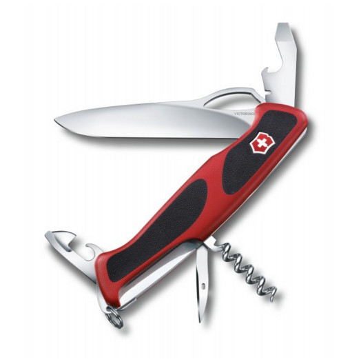 Нож складной карманный Victorinox Rangergrip, Функционал: Туризм, Кол-во функций: 11 в 1, Цвет: Красно-чёрный,