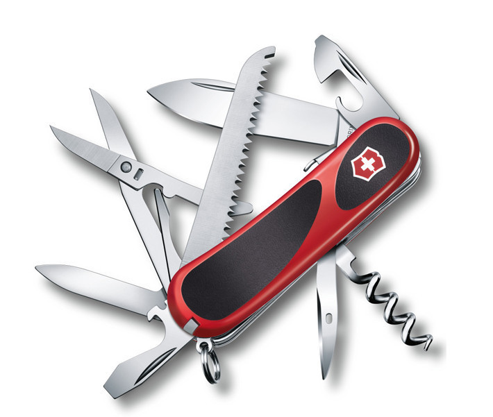 Нож складной карманный Victorinox Evogrip S17, Функционал: Туризм, Кол-во функций: 15 в 1, Цвет: Красно-чёрный