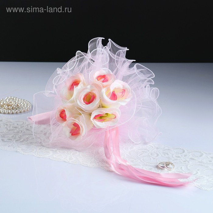 Букет-дублер для невесты "Идиллия", с ярко розовыми розами, 25х20 см
