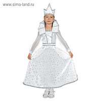 Карнавальный костюм "Снежная королева", платье, корона, р-р 28, рост 98-104 см