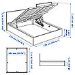Кровать с подъемным механизмом МАЛЬМ 160х200 дубовый шпон, беленый ИКЕА, IKEA, фото 2
