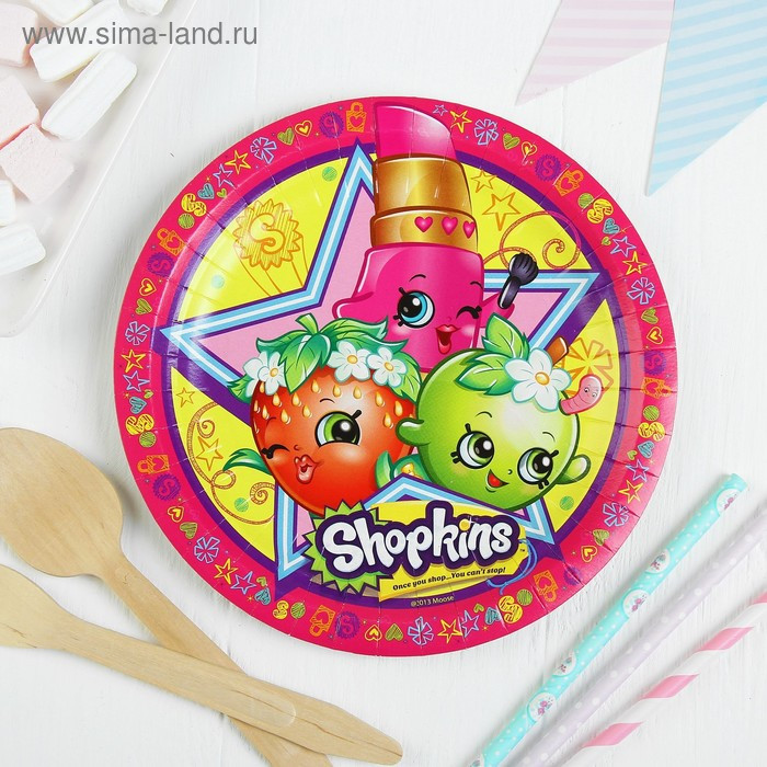 Тарелки бумажные Shopkins, 18 см (набор 6 шт)