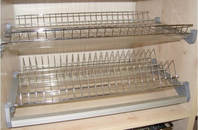 Сушка для посуды двухуровневая, 600 мм., с двумя поддонами, с релингами, хром - фото 2 - id-p63718807