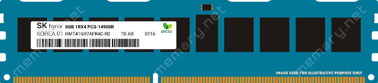 Оперативная память Dell Micron 8GB PC3-14900R Single-Rank 1Rx4 DDR3 DIMM