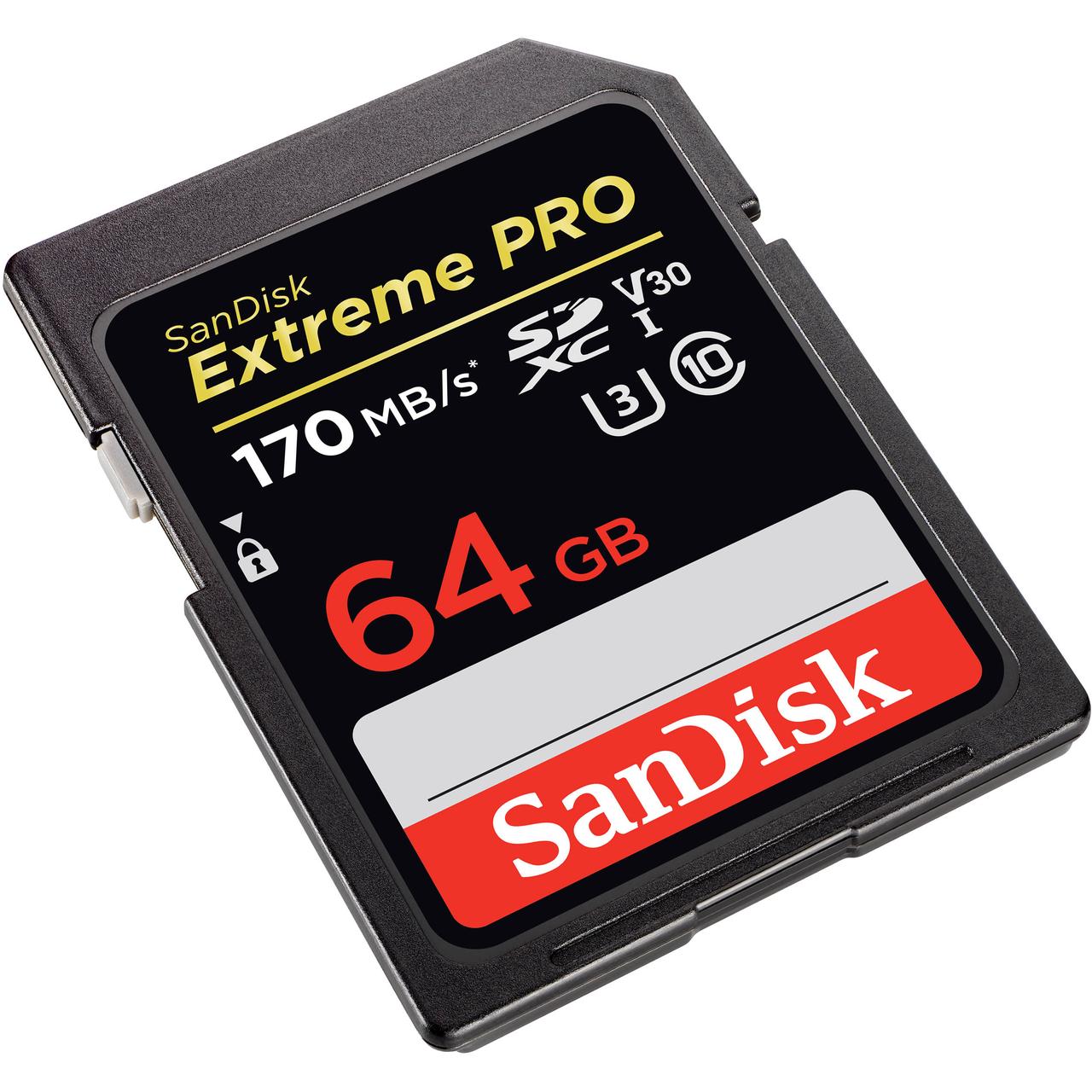 Карта памяти SDXC SanDisk Extreme Pro 64 Gb 170 Mb/s, 1000x (UHS-I / V30 /U2 Class 10) - фото 3 - id-p63724729