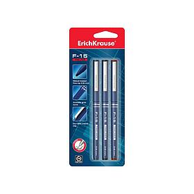 Блистер ручек капиллярных ErichKrause® F-15, цвет чернил: синий, черный, красный (3 ручки)