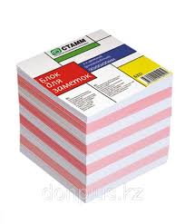 Блок для записей СТАММ 2-х цветный белый/розовый 9х9х5 см, фото 2