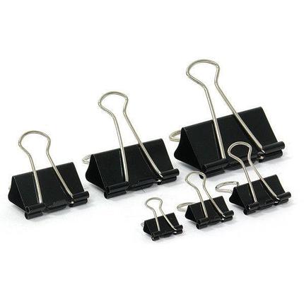 Зажимы для бумаг 51 мм, металлические, черные, 12 штук в упаковке Binder Clips, фото 1