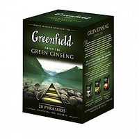 Чай Greenfield Green Ginseng, зеленый женьшеневый, 20 пирамидок