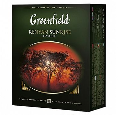 Чай Greenfield Kenyan Sunrise, черный, 100 пакетиков - фото 1 - id-p63803446