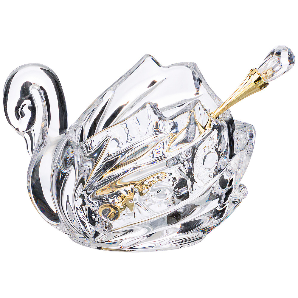 Икорница "muza crystal" с ложкой 11*7*8,5 см.