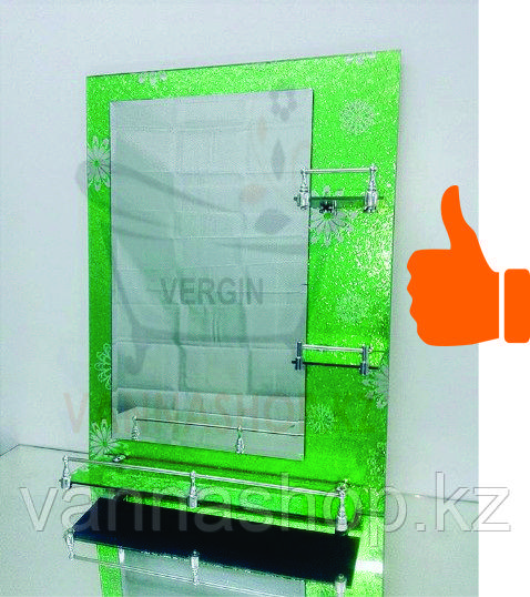 Зеркало настенное для ванной комнаты (Зеленый со стразами)