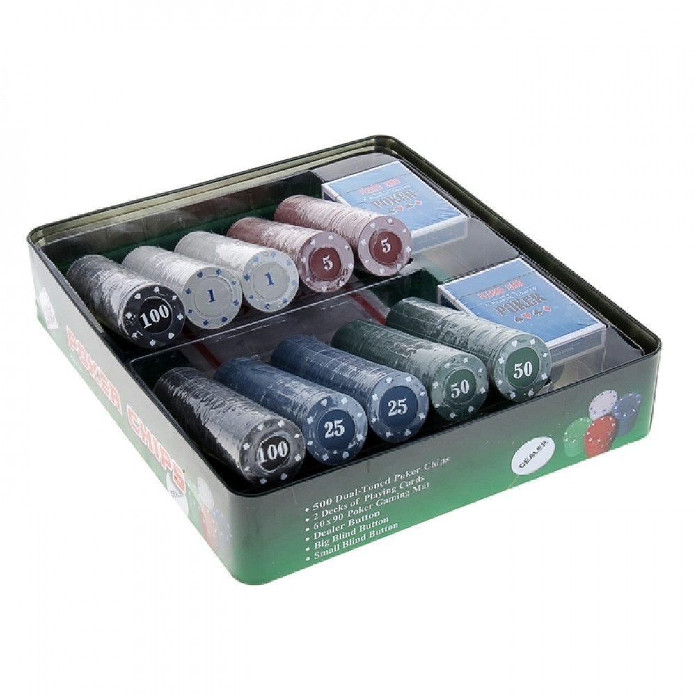 Набор для покера Poker set: карты 2 колоды, фишки 500 шт,сукно