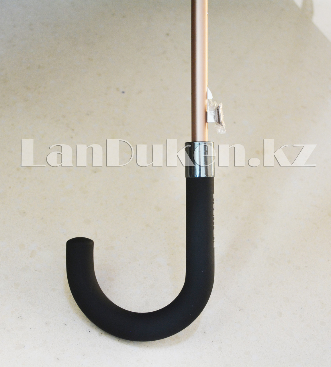 Зонт-трость полуавтомат черный с прорезиненной ручкой S.Lantana - фото 3 - id-p63835804