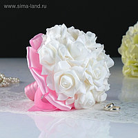 Букет-дублёр для невесты «Аврора» с латексными цветами, бело-розовый