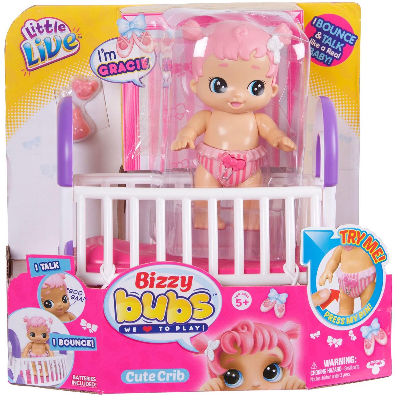 Интерактивная кукла Грейси с кроваткой Bizzy Bubs