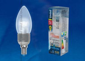 Светодиодная лампа диммируемая LED-C37P-5W/WW/E14/FR/DIM ALC03SL пластик