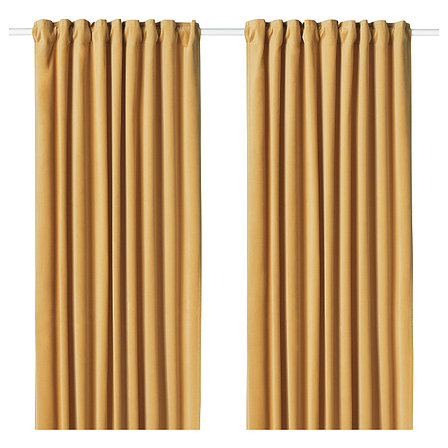 шторы затемняющие САНЕЛА золотисто-коричневый 290x300 см ИКЕА IKEA, фото 2