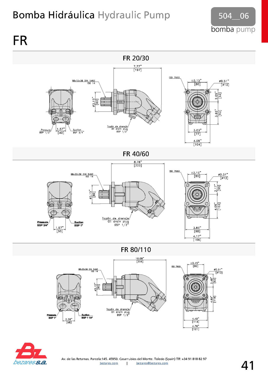 Аксиально-поршневой насос изогнутой оси FR 20L - 350 бар (правое и левое вращение) - фото 6 - id-p4810561