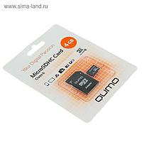 Карта памяти Qumo microSD, 4 Гб, SDHC, класс 6, с адаптером SD