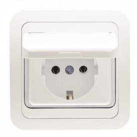 Қақпағы бар розетка, жерге тұйықталған, дара 22009